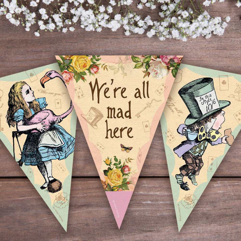 printable vintage style Alice in Wonderland Bunting printable vintage style Alice in Wonderland Bunting